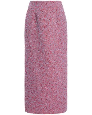 Oscar de la Renta Slubby Wool-Tweed Gauze Maxi Pencil Skirt - Pink