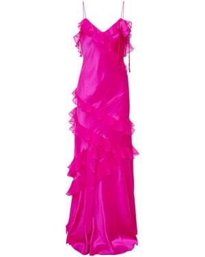 LoveShackFancy Rialto Ruffled Silk Midi Dress - Pink