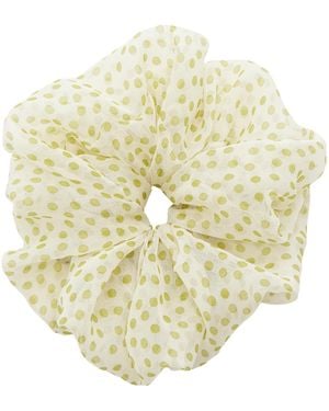 Lelet Juliette Polka-Dot Silk Scrunchie - Metallic