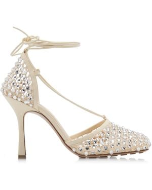 Bottega Veneta Stretch Crystal Sandals - White