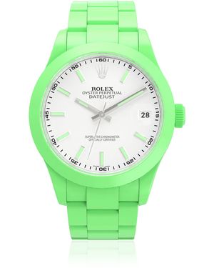 PRIVATE LABEL LONDON Rolex Datejust Ceramic Coated Stainless Steel Watch - Green