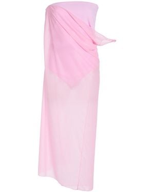 Courreges Single-Sleeve Glass Jersey Dress - Pink