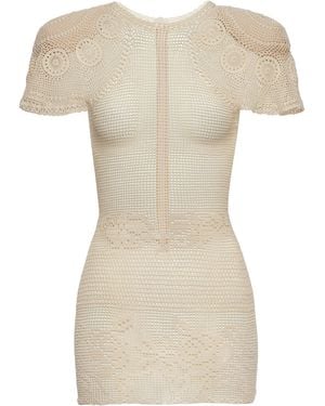 Magda Butrym Cotton Crochet Mini Dress - White