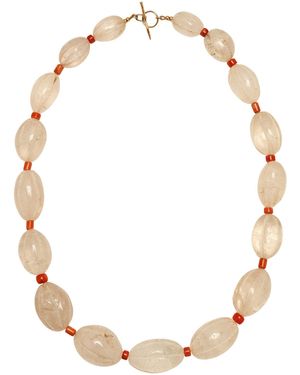 Lizzie Fortunato 14K Necklace With Antique Crystal And Mediterranean Coral - White