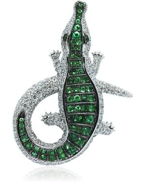 Ashna Mehta Crocodile 18K Diamond And Emerald Bag Charm - Blue