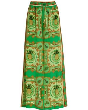 ALÉMAIS La Musica Sandwashed Silk Crepe De Chine Pants - Green