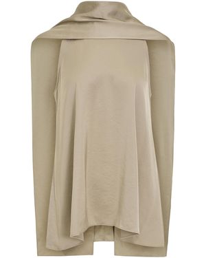 Source Unknown Onnea Scarf-Detail Satin Top - Natural