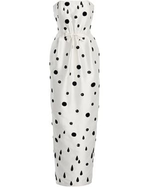BERNADETTE Lenette Embroidered Satin Maxi Dress - White