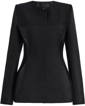 Brandon Maxwell Shelton Tailored Wool-Silk Jacket - Black