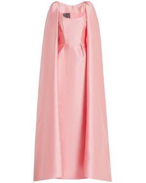 Monique Lhuillier Cape-effect Silk-blend Gown - Pink