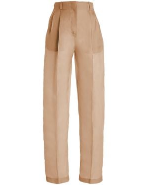 Atelier Prabal Gurung High-Rise Satin-Faced Organza Straight-Leg Trousers - Natural