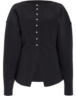 Birrot Exclusive Lay Bonded Crepe Cardigan - Black