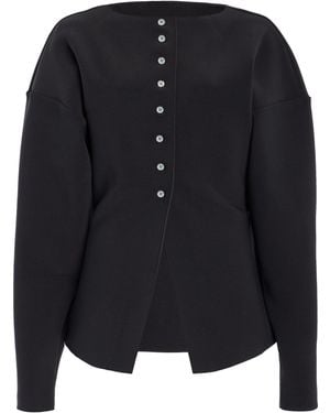 Birrot Exclusive Lay3 Bonded Crepe Cardigan - Black