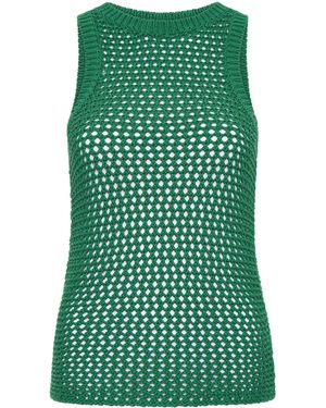 St. Agni Crocheted Cotton Tank Top - Green