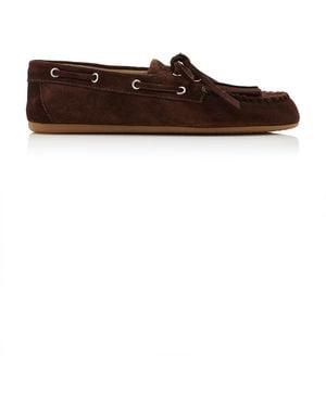 Miu Miu Suede Boat Shoes - Brown