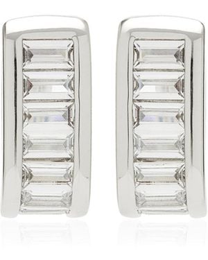 DEHANCHE Crystal Baguette Huggie Earrings - White