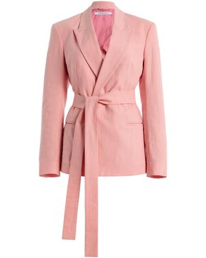 Another Tomorrow Fitted Linen Jacket - Pink