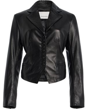 House of Dagmar Tailored Leather Blazer - Black