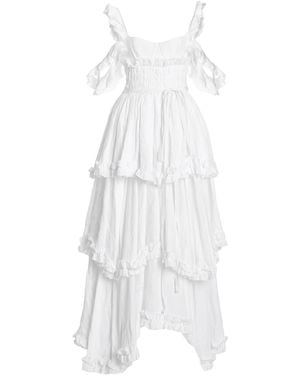 Brock Collection Samanta Tiered Linen Cold-shoulder Maxi Dress - White