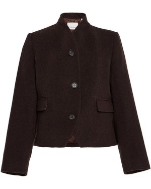 House of Dagmar Short Curved Wool-Blend Jacket - Black