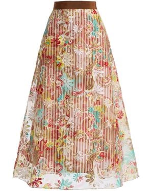 Silvia Tcherassi Nelida Embroidered Organza Midi Skirt - White