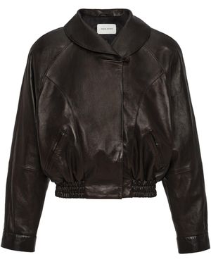 Magda Butrym Double-Breasted Leather Jacket - Black
