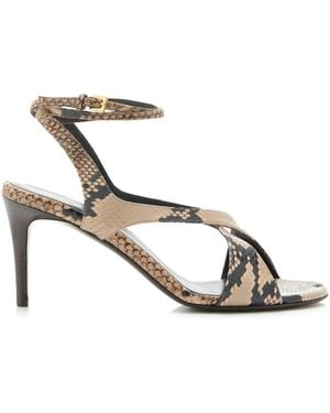 KHAITE Liria Python-Effect Leather Sandals - Metallic
