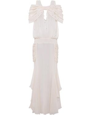 Siedres Blair Gathered Chiffon Dress - White