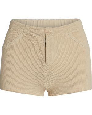 AYA MUSE Lysi Ribbed Stretch-Cotton Shorts - Natural