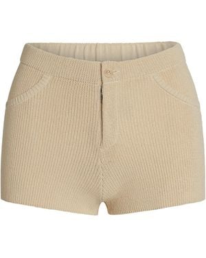 AYA MUSE Lysi Ribbed Stretch-Cotton Shorts - Natural