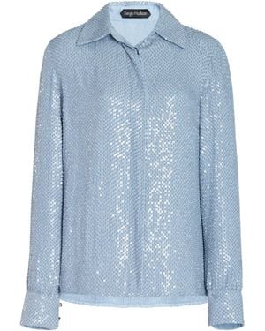 Sergio Hudson Hand-Embroidered Top - Blue