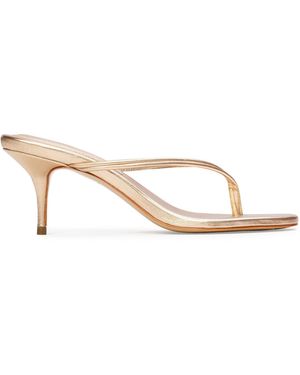 Black Suede Studio Marci Metallic Leather Thong Sandals