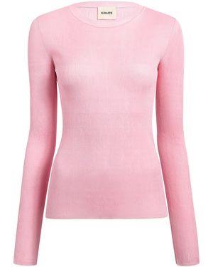 KHAITE Mosi Ribbed Silk Top - Pink