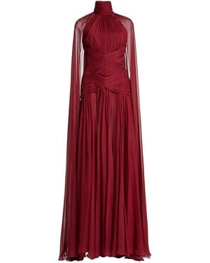 Zuhair Murad Chiffon Halter Cloak Long Dress - Red