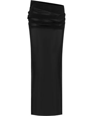 Alex Perry Draped Power Mesh Maxi Skirt - Black