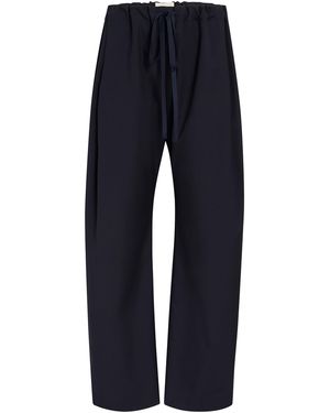 KHAITE Rohen Drawstring Wool Trousers - Blue