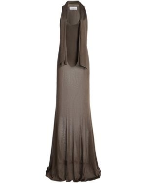 Brandon Maxwell The Siena Scarf-Detailed Gown - Gray