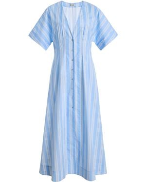 STAUD Elle Stretch-Cotton Midi Dress - Blue