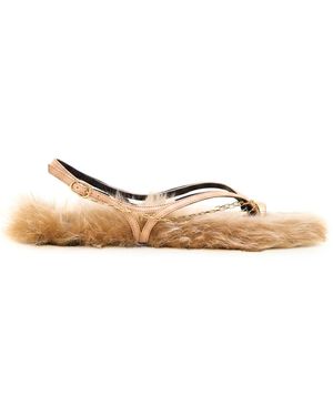 Alexis Bridget Flat Sandal With Shearling - Natural