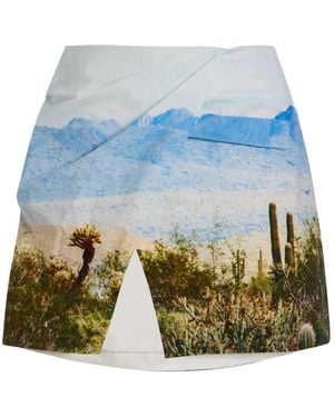 Significant Other Exclusive Astryd Printed Cotton Micro-Mini Skirt - Blue