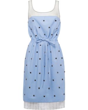 DES_PHEMMES Balloon Cotton-Blend Mini Dress - Blue