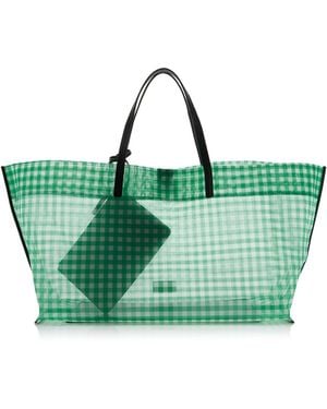 STAUD Christos Large Gingham-Mesh Tote Bag - Green