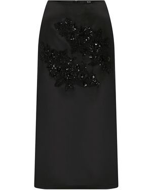 ILA THE BRAND Pixie Embellished Silk-Organza Midi Skirt - Black