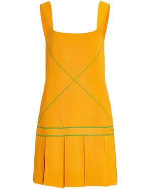 Bottega Veneta Pleated Knit Mini Dress - Yellow