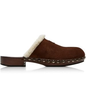 Miu Miu Shearling Clogs - Brown