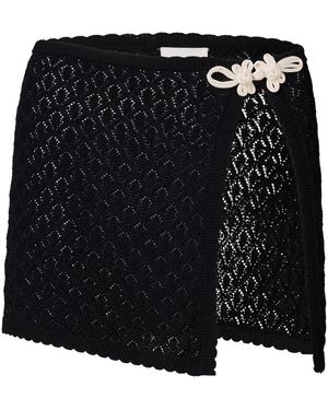 ROAME. Delani Pointelle Knit Mini Skirt - Black