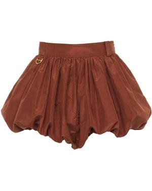 Chloé Silk Taffeta Bloomer Shorts - Brown