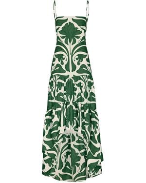 ANDRES OTALORA Joya Colonial Tiered Cotton Poplin Maxi Dress - Green