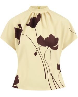 Lela Rose Printed Crepe Top - Natural
