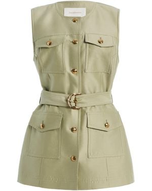 Zimmermann Luna Wool-Silk Utility Vest - Green